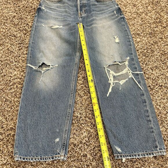 Etica Jeans 24 Tyler Vintage Straight Ankle Blue Distress Button Fly High Rise - Picture 5 of 13